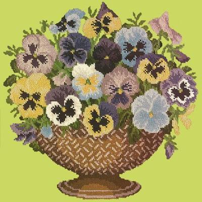 Pansy Bowl Needlepoint Kit Kits Elizabeth Bradley Design Pale Lime 
