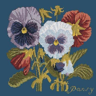 Pansy Needlepoint Kit Kits Elizabeth Bradley Design Dark Blue 
