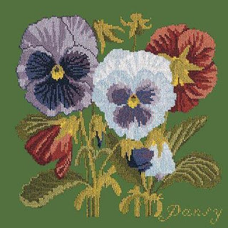 Pansy Needlepoint Kit Kits Elizabeth Bradley Design Dark Green 
