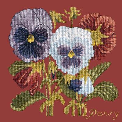 Pansy Needlepoint Kit Kits Elizabeth Bradley Design Dark Red 
