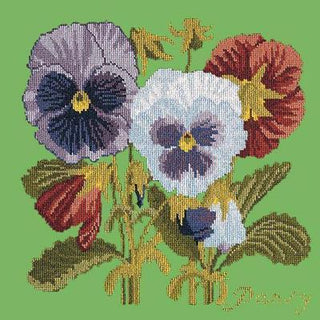 Pansy Needlepoint Kit Kits Elizabeth Bradley Design Grass Green 
