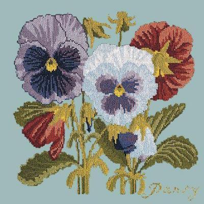 Pansy Needlepoint Kit Kits Elizabeth Bradley Design Pale Blue 
