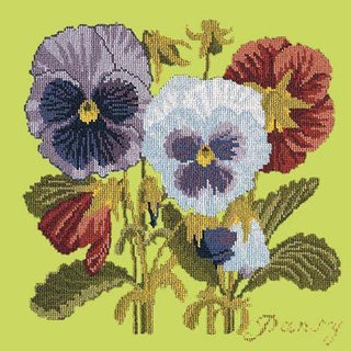 Pansy Needlepoint Kit Kits Elizabeth Bradley Design Pale Lime 

