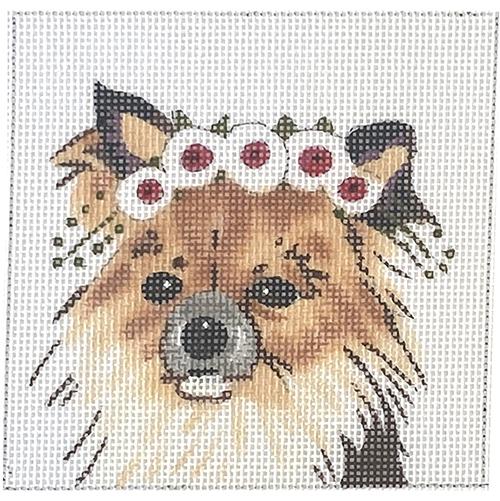 Papillon with Floral Crown Painted Canvas Colors of Praise 