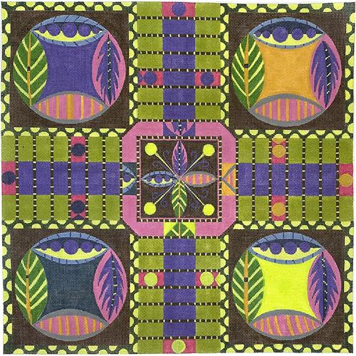 Parcheesi Set with Dice Cups, Dice & Game Pieces Painted Canvas Zecca  - 1