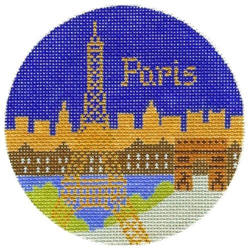 Paris Ornament Painted Canvas Silver Needle  - 1