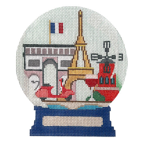 Paris Snowglobe Painted Canvas Vallerie Needlepoint Gallery 