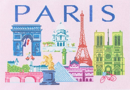 Paris Travel Pillow Printed Canvas Needlepoint To Go 

