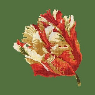 Parrot Tulip Needlepoint Kit Kits Elizabeth Bradley Design Dark Green 
