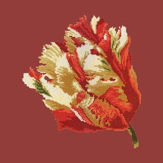 Parrot Tulip Needlepoint Kit Kits Elizabeth Bradley Design Dark Red 
