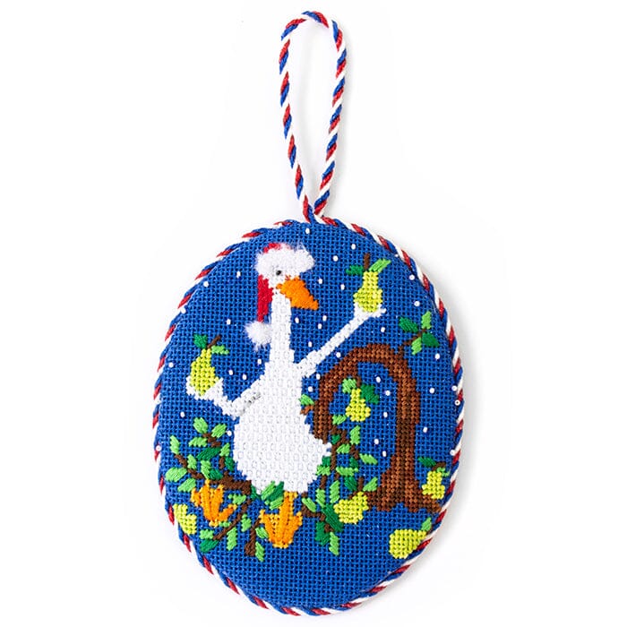 Partridge in a Pear Tree Oval Painted Canvas CBK Needlepoint Collections 