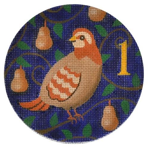 Partridge in a Pear Tree Painted Canvas Julie Mar Needlepoint Designs 