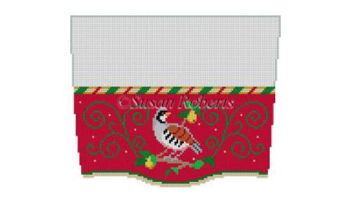 Partridge Stocking Cuff Painted Canvas Susan Roberts Needlepoint Designs Inc.  - 1