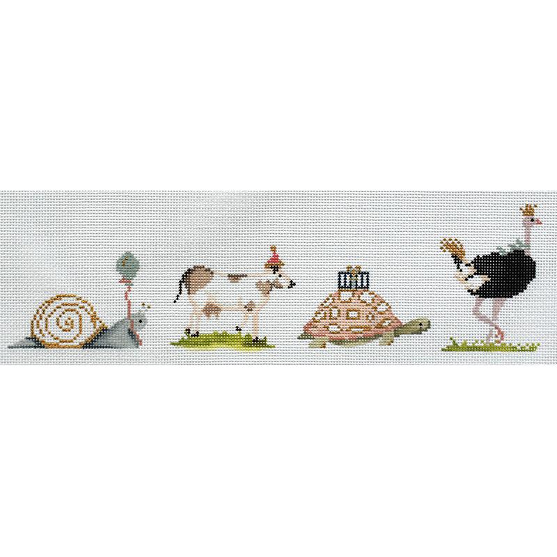 Party Animals on 13 Painted Canvas The Plum Stitchery 
