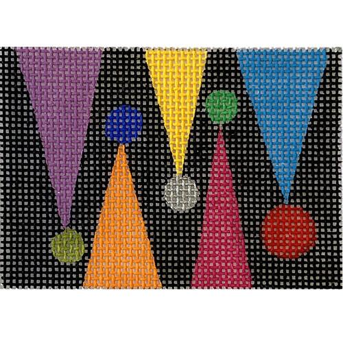 Party Hats Card Case Insert Painted Canvas Zecca  - 1