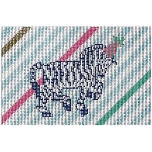 Party Zebra on Stripes Painted Canvas KCN Designers 