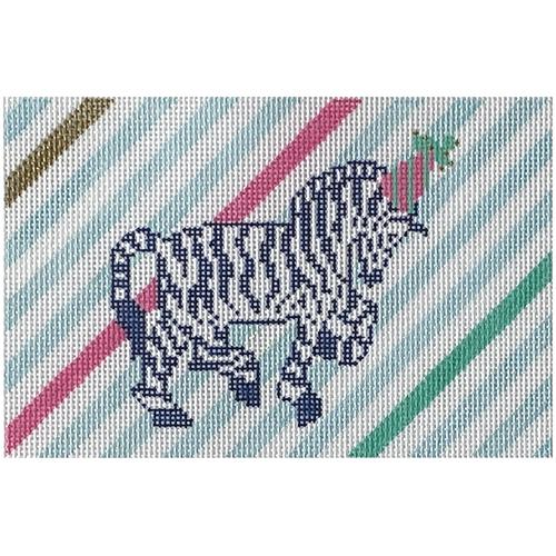 Party Zebra on Stripes Painted Canvas KCN Designers  - 1