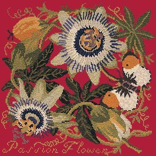 Passion Flower Needlepoint Kit Kits Elizabeth Bradley Design Bright Red 
