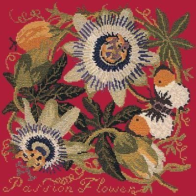 Passion Flower Needlepoint Kit Kits Elizabeth Bradley Design Bright Red 

