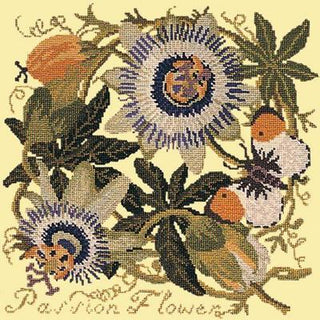 Passion Flower Needlepoint Kit Kits Elizabeth Bradley Design Butter Yellow 
