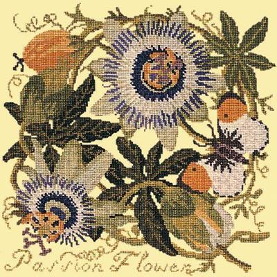 Passion Flower Needlepoint Kit Kits Elizabeth Bradley Design Butter Yellow 
