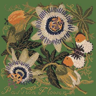 Passion Flower Needlepoint Kit Kits Elizabeth Bradley Design Dark Green 
