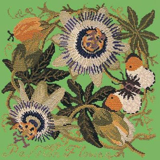 Passion Flower Needlepoint Kit Kits Elizabeth Bradley Design Grass Green 
