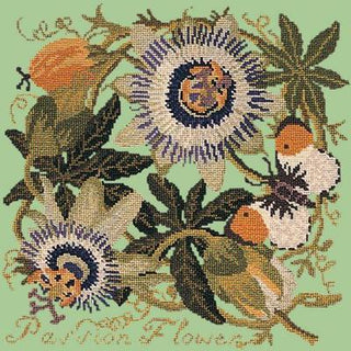 Passion Flower Needlepoint Kit Kits Elizabeth Bradley Design Pale Green 
