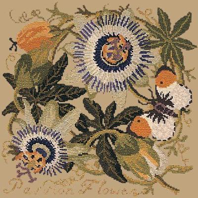 Passion Flower Needlepoint Kit Kits Elizabeth Bradley Design Sand 