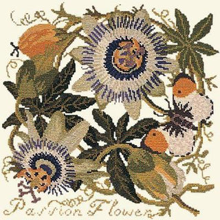 Passion Flower Needlepoint Kit Kits Elizabeth Bradley Design Winter White 
