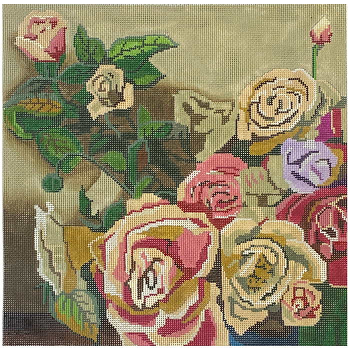 Pastel Roses Small Painted Canvas Patti Mann 