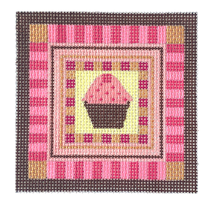 Pastry Petites   Cupcake Painted Canvas Eye Candy Needleart  - 1