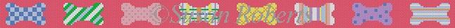 Patchwork Dog Bones Pink Dog Collar Painted Canvas Susan Roberts Needlepoint Designs Inc.  - 1