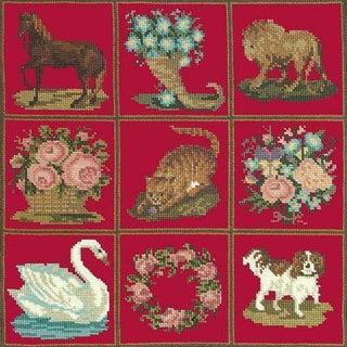 Patchwork Pieces Needlepoint Kit Kits Elizabeth Bradley Design Bright Red 
