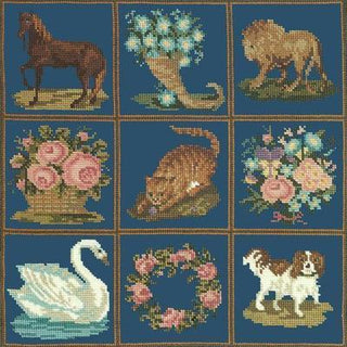 Patchwork Pieces Needlepoint Kit Kits Elizabeth Bradley Design Dark Blue 
