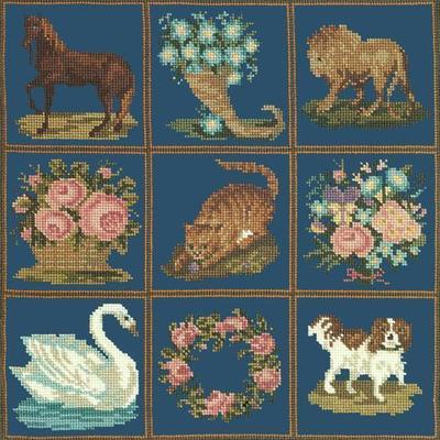 Patchwork Pieces Needlepoint Kit Kits Elizabeth Bradley Design Dark Blue 
