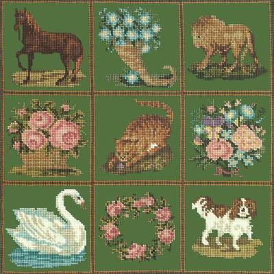 Patchwork Pieces Needlepoint Kit Kits Elizabeth Bradley Design Dark Green 