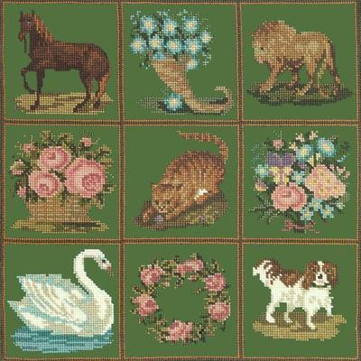 Patchwork Pieces Needlepoint Kit Kits Elizabeth Bradley Design Dark Green 
