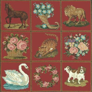 Patchwork Pieces Needlepoint Kit Kits Elizabeth Bradley Design Dark Red 
