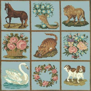 Patchwork Pieces Needlepoint Kit Kits Elizabeth Bradley Design Pale Blue 
