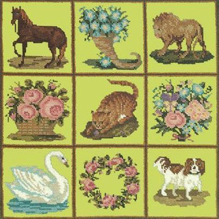 Patchwork Pieces Needlepoint Kit Kits Elizabeth Bradley Design Pale Lime 
