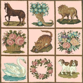 Patchwork Pieces Needlepoint Kit Kits Elizabeth Bradley Design Salmon Pink 
