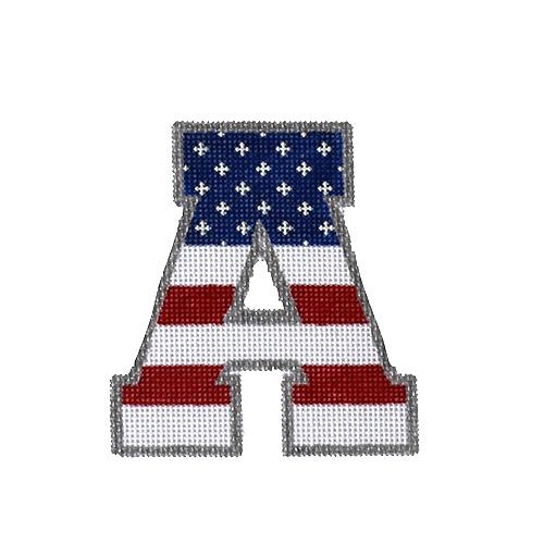 Patriotic "A" Painted Canvas Pepperberry Designs 