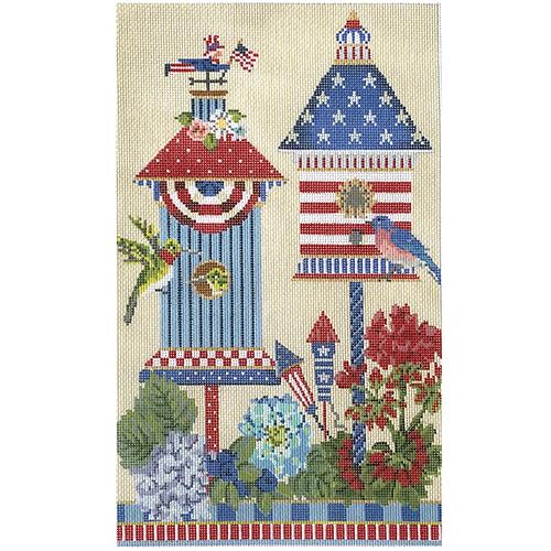 Patriotic American Birdhouses Painted Canvas The Colonial Needle Company  - 1
