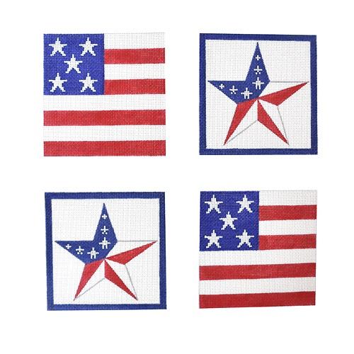 Patriotic Coasters Painted Canvas Pepperberry Designs  - 1