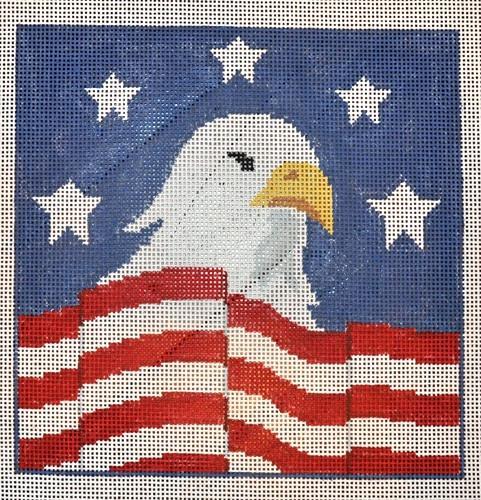 Patriotic Eagle Pillow Painted Canvas Kathy Schenkel Designs 