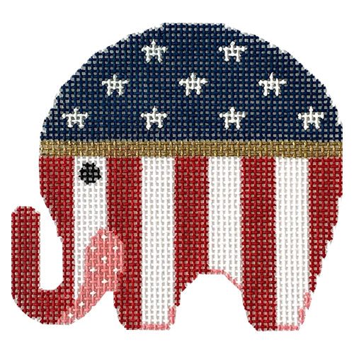 Patriotic Elephant Ornament Painted Canvas Painted Pony Designs  - 1
