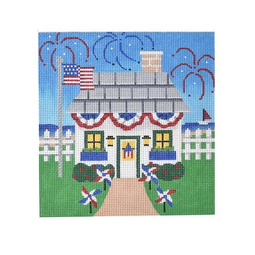 Patriotic Holiday House Painted Canvas Pepperberry Designs 