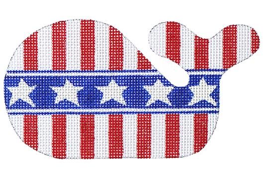 Patriotic Whale Painted Canvas Kate Dickerson Needlepoint Collections  - 1