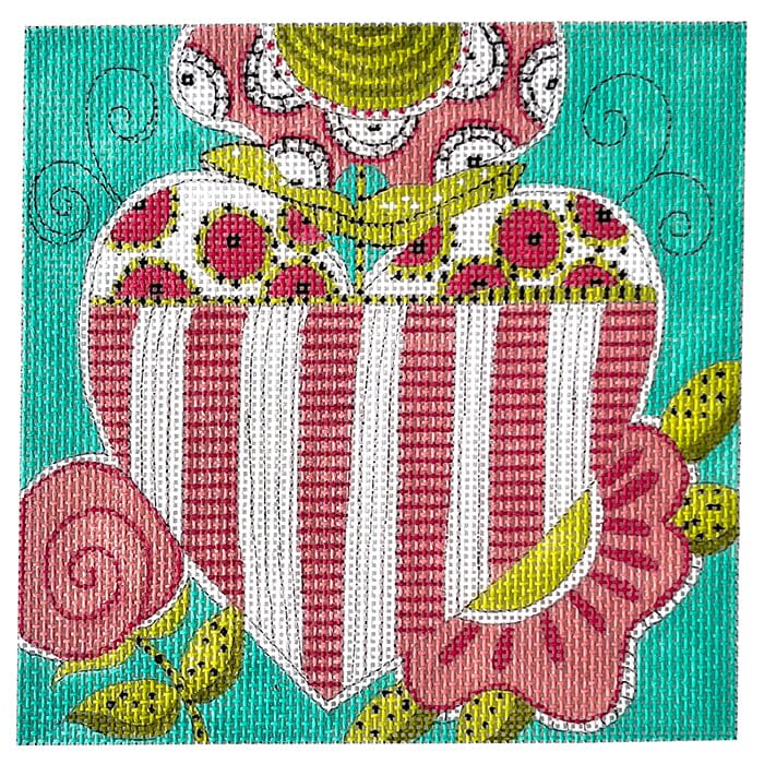 Pattern Heart Painted Canvas ditto! Needle Point Works 
